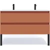 Image de HOMIFAB Meuble de Salle de Bain Suspendu Double Vasque intégrée 120cm 2 tiroirs Terracotta - Hudson