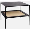 Image de sweeek - Table Basse carrée Coloris Noir Vintage Double Plateaux décor Bois et cannage. piètement et Structure en métal Noir