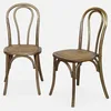 Image de sweeek - Lot de Deux chaises Vintage en Bois avec Assise en rotin et Dossier Arrondi Coloris Marron Vieilli