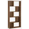 Image de Alice's Garden sweeek - Bibliothèque Design asymétrique Couleur Bois foncé Noyer  Pieter   5 étagères. 10 Compartiments de Rangement. 83x23x173cm