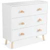 Image de Alice's Garden sweeek - Commode Enfant. décor Bois. Blanc. 3 tiroirs. Pieds et poignées Nuage en pin