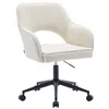 Image de sweeek - Chaise de Bureau à roulettes Velours côtelé Blanc cassé. L 60 x P 62 x H 89 / 99cm