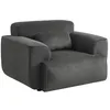 Image de sweeek - Fauteuil Velours côtelé Gris foncé. Lignes arrondies. Coussin fourni. Wallas. L 116 x P 97 x H 73cm