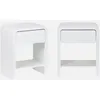 Image de sweeek - Lot de 2 Tables de Chevet Effet Bois Blanc rainuré 1 tiroir. 1 étagère