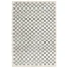Image de sweeek - Tapis intérieur Shaggy Poils Longs 80x150cm Damier Bleu Clair et crème