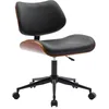 Image de sweeek - Chaise de Bureau à roulettes décor Bois courbé placage Effet Noyer et Simili Cuir Noir
