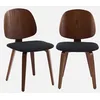 Image de sweeek - Lot de 2 chaises décor Bois courbé placage Effet Noyer et Bouclette texturée Noire
