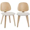 Image de sweeek - Lot de 2 chaises décor Bois courbé placage Effet chêne et Bouclette texturée Gris Clair