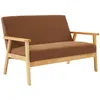 Image de sweeek - Banquette canapé 2 Places en Bois et Tissu Velours côtelé Coloris Marron. Isak. L 114 x P 69.5 x H 73cm