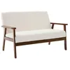 Image de sweeek - Banquette canapé 2 Places en Bois teinté Noyer Clair et Tissu Bouclette. Isak. L 114 x P 69.5 x H 73cm