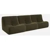 Image de sweeek - Lot de 3 fauteuils chauffeuses en Bouclette texturée Kaki foncé Style Contemporain 1 Place