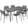 Image de sweeek - Table de Jardin métal + 6 assises Anthracite. Acier Traitement Anti Rouille