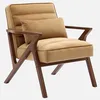 Image de sweeek - Fauteuil scandinave Bois d'hévéa et Velours Camel