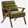 Image de sweeek - Fauteuil scandinave Bois d'hévéa et Velours Kaki