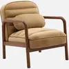 Image de sweeek - Fauteuil scandinave Bois d'hévéa teinté Noyer et Tissu Velours Cappuccino