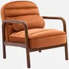 Image de sweeek - Fauteuil scandinave Bois d'hévéa teinté Noyer et Tissu Velours Terracotta