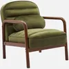 Image de sweeek - Fauteuil scandinave Bois d'hévéa teinté Noyer et Tissu Velours Kaki