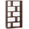 Image de sweeek - Etagère bibliothèque asymétrique 5 Niveaux 10 Compartiments. casiers. Effet Bois de Noyer. L 111.2 x P 39 x H 190cm