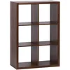 Image de sweeek - Etagère bibliothèque 2 Niveaux 6 Compartiments. casiers. Effet Bois de Noyer. L 111.2 x P 39 x H 76cm