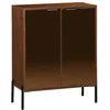 Image de sweeek - Buffet Vintage décor Bois de Noyer. Buffet Haut. vaisselier. Deux Portes vitrées Aspect fumé. L 83 x 38 x 100cm