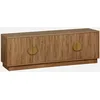 Image de sweeek - Meuble TV Exotique 4 Portes décor Bois de manguier. poignées en métal doré L 140 x P 40 x H 48cm