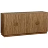 Image de sweeek - Buffet Exotique 4 Portes. décor Bois de manguier rainuré. Buffet Bas. poignées en métal doré. L 160 x P 40 x H 75cm