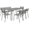Image de sweeek - Table de Jardin métal + 8 assises Kaki Traitement antirouille. Lattes et Bords arrondis