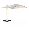 Image de sweeek - Parasol déporté carré ecru 3x3m structure effet bois + Lot de 4 dalles à lester 50x50cm