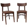 Image de sweeek - Lot de 2 chaises Bois d'hévéa et Assise Simili Cuir Marron. Vintage. L 45 x P 48 x H 81cm