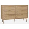 Image de sweeek - Commode. Eva. 6 tiroirs. décor Bois. cannage Arrondi L 120 x l 39 x H 79cm