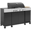 Image de sweeek - Barbecue gaz 4 brûleurs + 1 feu latéral MAXIM noir. Acier. thermomètre intégré. récupérateur de graisse. grille de chauffe. L 145.5 x P 61.5 x H 143.5cm