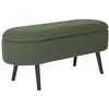 Image de sweeek - Banc Coffre. Bout de lit avec revêtement Bouclette texturée. Kaki. Pieds en Bois Noir. L 112 x 44 x 50cm