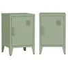 Image de Alice's Garden sweeek - Lot de 2 Tables de Chevet en Acier 1 Porte. Vert. casier. L 38 x P 38 x H 55.7 cm