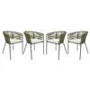 Image de sweeek - Lot de 4 fauteuils de Jardin en Corde Kaki et Acier galvanisé. Coussins Beige