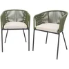Image de sweeek - Lot de 2 fauteuils de Jardin en Corde Kaki et Acier galvanisé. Coussins Beige