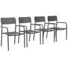 Image de sweeek - Lot de 4 fauteuils de Jardin Savannah empilables Aluminium et textilene Anthracite. 57.5 x 54 x 86 cm