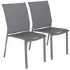 Image de sweeek - Lot de 2 chaises de Jardin Cleveland empilables Aluminium et textilene Anthracite. 64.5 x 45.5 x 89.5 cm