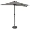 Image de sweeek - Demi-parasol de balcon Ø250cm   CALVI   droit. mât central en aluminium avec manivelle d’ouverture. toile kaki