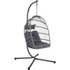 Image de sweeek - Fauteuil oeuf Suspendu Anthracite Toscana Acier. Osier. Polyester. 105 x 105 x 196 cm
