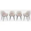 Image de sweeek - Lot de 4 fauteuils en Velours Blanc cassé et Pieds en métal Noir. Shella L 57 x P 59 x H 84.5