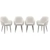 Image de sweeek - Lot de 4 fauteuils en Bouclette et Pieds en métal Noir Mat. Shella L 57 x P 59 x H 84.5