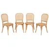 Image de Alice's Garden sweeek - Lot de 4 chaises Vintage en Bois avec Assise et Dossier en rotin. Coloris Naturel. L 44.5 x P 48 x H 89.5cm