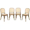 Image de Alice's Garden sweeek - Lot de 4 chaises Vintage en Bois avec Assise et Dossier en rotin. Coloris Marron Vieilli. L 44.5 x P 48 x H 89.5cm