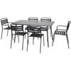 Image de sweeek - Table de Jardin Pliante métal + 6 assises 2 fauteuils 4 chaises. Amelia. Anthracite. 141.2 x 80 x 72.5cm