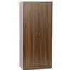 Image de sweeek - Dressing. Armoire. 2 Portes avec penderie et rangements Linear Noyer. Panneaux stratifiés et Pied en Bois de Sapin L 80 x P 48 x H 180cm