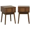 Image de Alice's Garden sweeek - Lot de 2 Tables de Chevet avec Un tiroir. Panneaux stratifiés Couleur Noyer. Pied en Bois de Sapin. L 39 x 39 x H 55.4cm Linear