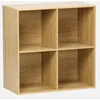 Image de sweeek - Etagère. bibliothèque. Module de Rangement décor Bois chêne 4 Compartiments L 70 x P 35 x H 70cm - Kompo