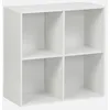 Image de sweeek - Etagère. bibliothèque. Module de Rangement décor Bois Blanc 4 Compartiments L 70 x P 35 x H 70cm - Kompo