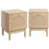 Image de Alice's Garden sweeek - Lot de 2 Tables de Chevet bohème Bois et cannage Naturel 1 Porte 45 x 40 x 60 cm - Judith