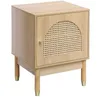Image de sweeek - Table de Chevet bohème Bois et cannage Naturel 1 Porte 45 x 40 x 60 cm - Judith